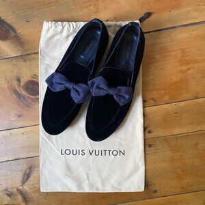 Louis Vuitton Suede Loafers - Mens Dark Navy with Blue polka dot bows